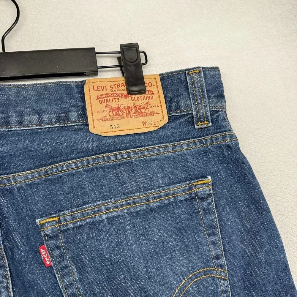 Vintage Levis Jeans Mens 36x32 Blue Denim 512 Bootcut Baggy Distressed Y2k 2000s